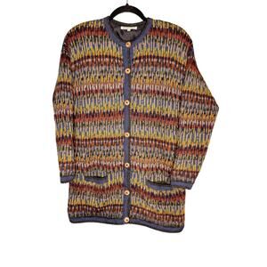 Waliki Vintage sz Medium Alpaca Wool Sweater Coat Cardigan Lined Buttons Pockets